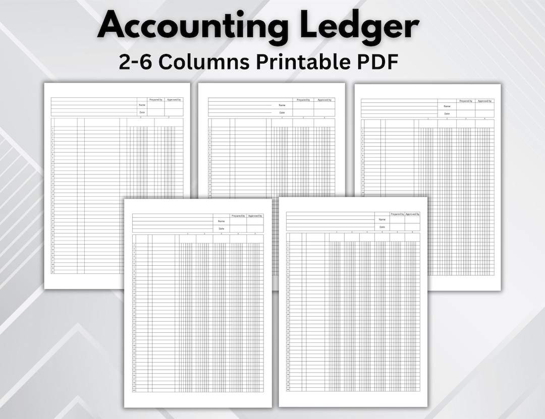 2–6 Column Ledger Printable. Accounting Ledger Sheets PDF. Professional ...