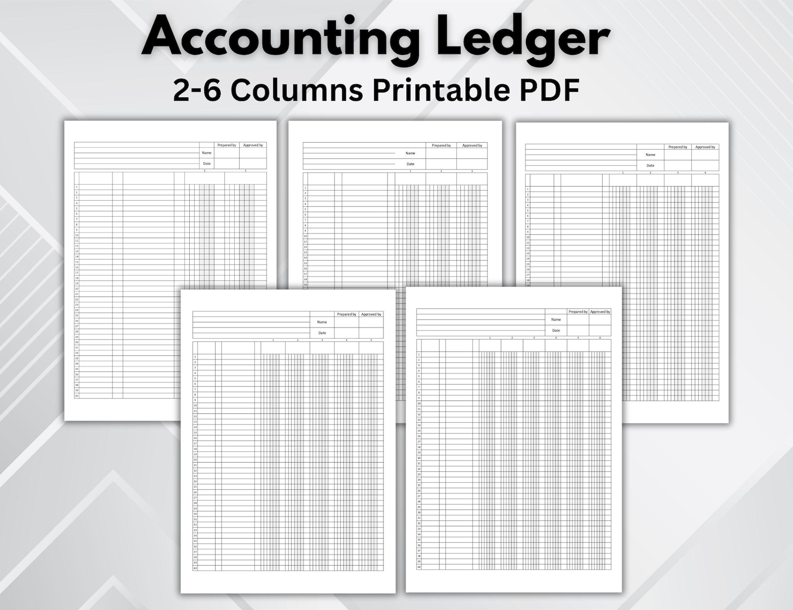 2–6 Column Ledger Printable. Accounting Ledger Sheets PDF. Professional ...