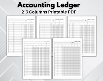 2–6 Column Ledger Printable. Accounting Ledger Sheets PDF. Professional Small Business Bookkeeping Ledger Template. Letter Columnar Paper