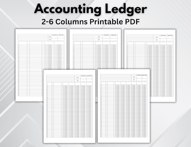 2–6 Column Ledger Printable. Accounting Ledger Sheets PDF. Professional ...