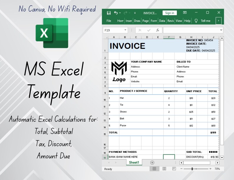 Professional Invoice Template | Editable Word & Excel Format | Small ...