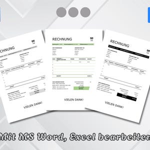 Rechnungsvorlage Word | Minimalistisches Design | 3 Farben | A4, US Letter | Druckbar & Bearbeitbar | Digitales Produkt