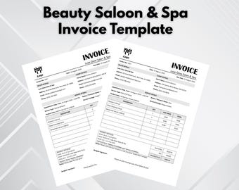 Beauty Salon Invoice Template, Editable Word Excel , Spa & Massage Billing Sheet, Professional Salon Receipt, Instant Download