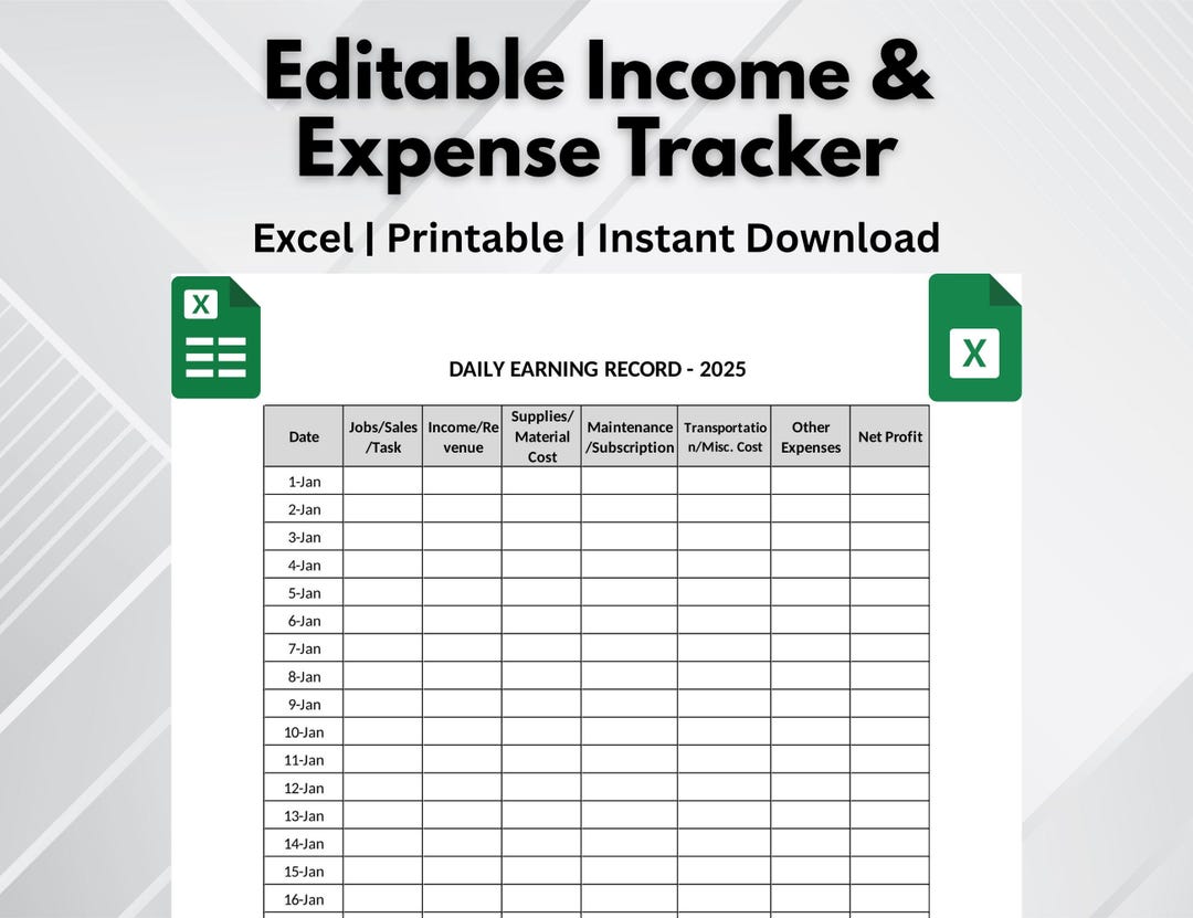 Income & Expense Tracker for Small Business | Editable Printable ...