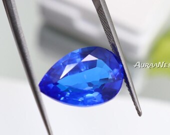 8.15Ct Natural Blue Sapphire Gemstone: Pear Cut Luxury Stone 15 x 10 x 6 mm