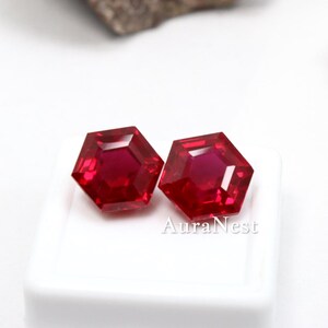 Conjunto de joyería de lujo con rubíes naturales rosas a juego, 15,90 ct, talla hexagonal, piedras preciosas sueltas, 11,6 x 10,7 x 6,08 mm.
