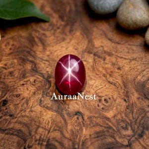 Zeldzame natuurlijke rode ster robijn 8,90 kt ovale cabochon losse edelsteen | Star Ruby ringsteen sieraden cadeau 14 x 9 x 7 mm