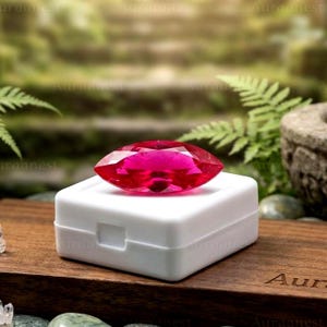 Rubí birmano natural de 16 quilates, talla marquesa AAA+, gema roja certificada / Piedra de joyería de lujo para colgante, 24x11x7 mm