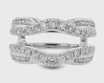 2.50 Lab Created Diamond 14K White Gold FN Enhancer Wrap Guard Engagement Ring