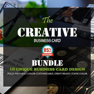 Bundel met 10 creatieve visitekaartjes | 10 bewerkbare PSD-sjablonen | Modern en minimaal ontwerp | Gereed voor afdrukken