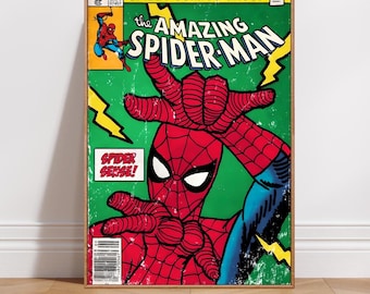 Spider-Man Poster | Vintage Comic Book Art | Retro Superhero Wall Decor | Marvel-Inspired Digital Download