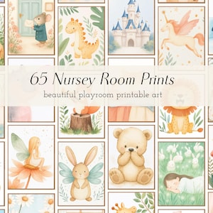 65 Nursery Room Prints | Whimsical Nursery Wall Art | Printable Playroom Art Set | Digital Download Print