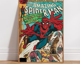 Vintage Spider-Man Poster | Retro Comic Book Art | Superhero Wall Print | Classic Marvel-Inspired Digital Download