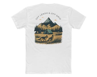 Men&#39;s German Shepherd Camping Shirt, Dog Lover Hiking Tee, Dog Dad Gift, Pet T-Shirt