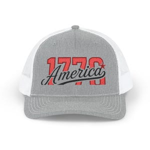Embroidered 1776 America Theme Snapback Trucker Cap, Patriotic Hat, Red White Blue Baseball Cap, Independence Day Gift, USA Flag Cap