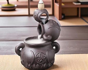 Pot décoratif décoratif pour fontaine de fumée : brûleur d'encens en céramique à refoulement