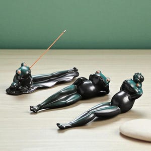 Ceramic Frog Incense Holder: Handmade Yoga Decor Stick Burner