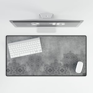 Grand tapis de souris gris vintage, décoration de bureau minimaliste, accessoire pour espace de travail moderne, cadeau esthétique pour les créateurs de joueurs, cadeau pour lui