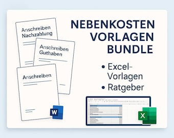 Excel & Word Nebenkosten Vorlage Bundle | Musterbriefe | PDF Ratgeber für Vermieter