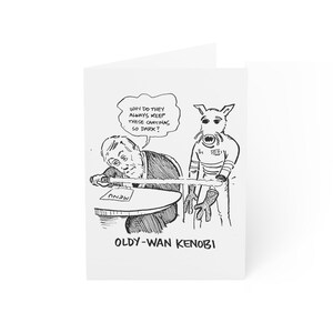 Oldy Wan Kenobi - Tarjetas de felicitación divertidas, tarjetas humorísticas, diseño de Oldy Wan Kenobi, juego de tarjetas único, perfecto para cualquier ocasión.