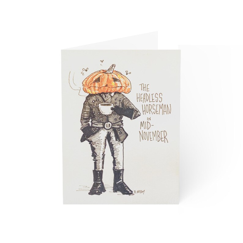 Headless Horseman Whimsical Greeting Cards - Cute Seasonal Cards for ...