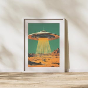 Alien UFO Wüste Wand Kunst, Vintage Fotografie Wand dekor, Begegnung mit der Wüste Western Wall Poster, altes Foto UFO Design, außerirdisches Leben