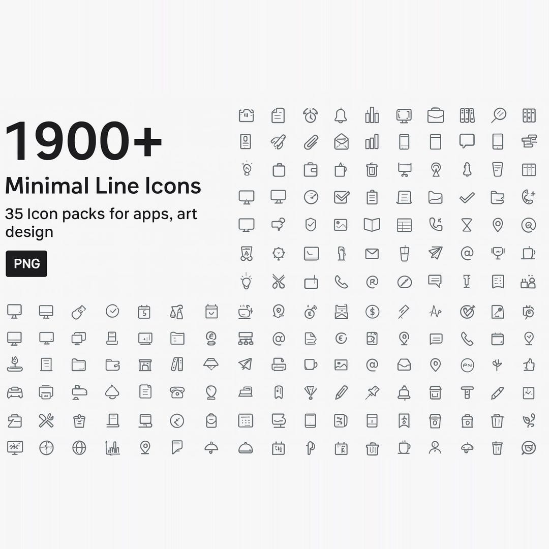 1900+ Minimal Line Icons – 35 Icon Packs for App & UI Design (PNG) - Etsy