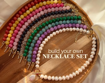 Custom Necklace Set: Personalized Modular Handmade Beaded Pearl and Gemstone Jewelry
