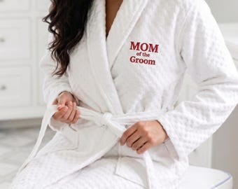 Bata para la madre del novio / Bata para la madre de la novia / Bata de felpa de lujo bordada, regalo de boda / Bata nupcial personalizada para prepararse