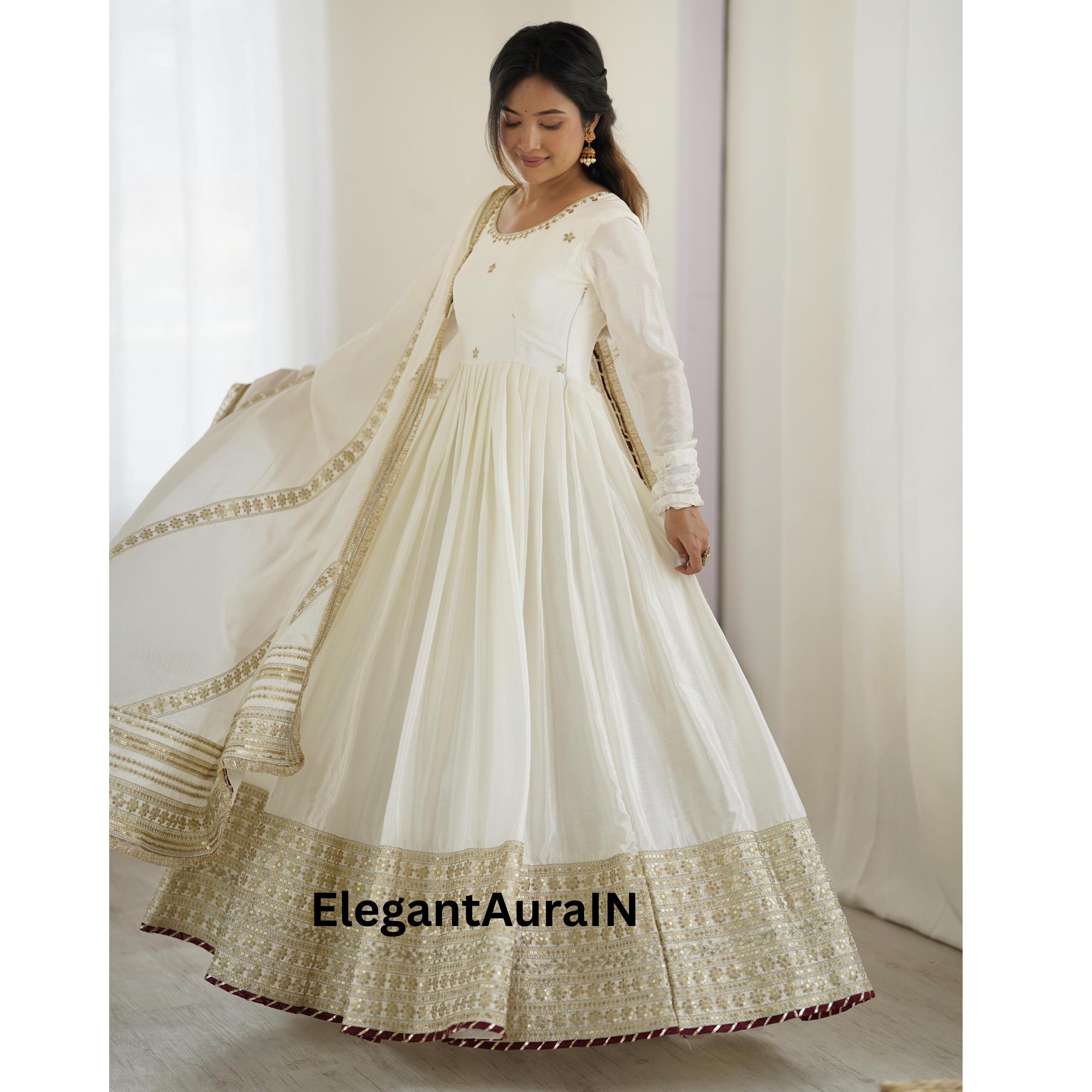 White Gold Anarkali - Etsy