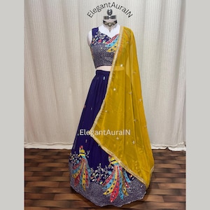 Blue heavy thread with Sequence work lehenga choli set | indain wedding  guest wear lehenga choli | bridesmaids chaniya choli with duppata
