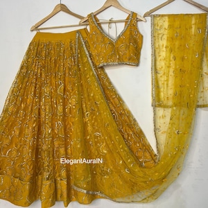 Yellow lehenga choli for women or girls | haldi function wear lehenga choli | Wedding wear chaniya choli | ready to wear chaniya choli