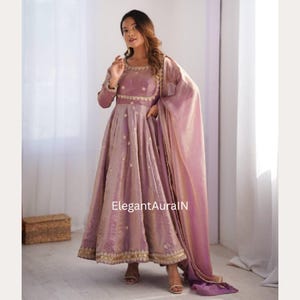 Anarkali dress Set, Full Sleeve Georgette Gown, Designer Floor Length Dress, Indian Party Wear, Heavy Pakistani Anarkali Dress for women