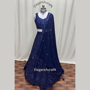 Blue thread and embroidery work Lehenga | indian wedding guest wear lehenga choli | sangeet function wear lehenga | reception wear lehengas
