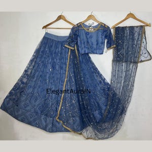 Blue lehenga real mirror work lehenga | indian wedding lehenga choli | party wear lehenga | ready to wear chaniya choli | ethnic lehengas