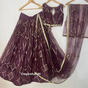 Purple(wine) lehenga choli for women or girls | party wear lehenga | Indian wedding guest chaniya choli |Bridesmaid  lehenga with duppata