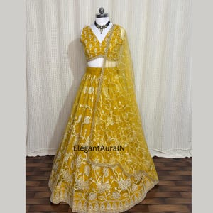 Yellow lehenga choli for women or girls | reception wear lehenga | Haldi function wear lehenga | Bridesmaid lehenga | indian wedding outfits