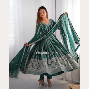 Green Anarkali dress | Embroidered Anarkali Suit | Indian Salwar Set | party wear anarkali gown | Ethnic Gown | wedding guest wear kurti