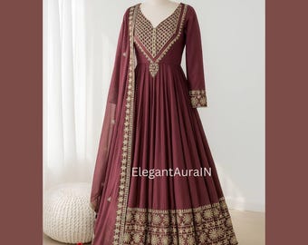 Embroidered Anarkali Gown | Roman Silk Indian Wedding Outfit