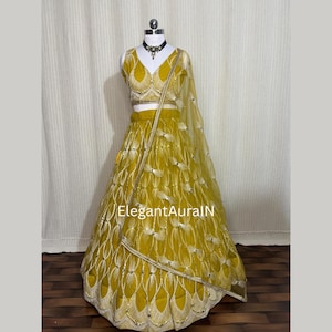 Yellow lehenga choli for women or girls | party wear lehenga | Indian wedding guest |Bridesmaid  lehenga haldi function wear | haldi outfits