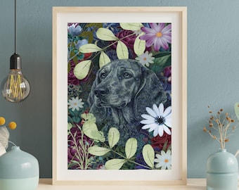 Floral Dog Portrait Art: Boho FlowerHound Print (Digital Download)