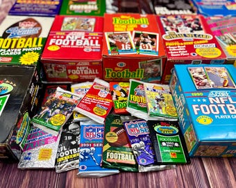 75 Card Lot Old Vintage Football Cards In Unopened Packs From Wax Box,  1989-93