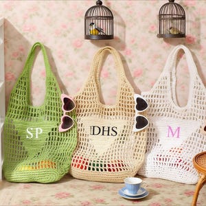 Monogrammed Straw Tote Bag - Personalized Beach Bag with Initials - Bridal Shower Gift Idea, Bachelorette Travel Bag, Custom Raffia Bag