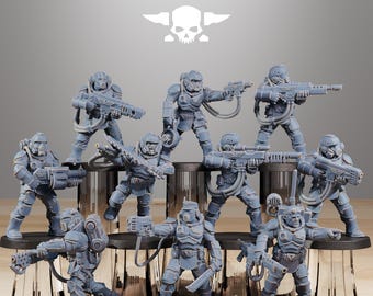 Vaskar Commandos - Set of 10 | Wargame Proxy | Grimdark | Sci-Fi Future | Tabletop Wargaming | DnD