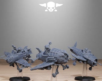 Orkaz Gobs Planes - Set of 3 | Wargame Proxy | Grimdark | Sci-Fi Future | Tabletop Wargaming | DnD