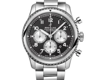 Breitling Navi timer 8 Men's Automatic Chronograph Watch – Black Dial Stainless Steel Bracelet Calibre 01 Chronometer Luxury Swiss Timepiece