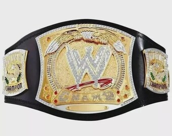 World Heavyweight Wrestling Championship Spinner Belt Replica – 4mm Thick Metal Plate, Adult Size Title Belt, Original Cowhide Leather Strap
