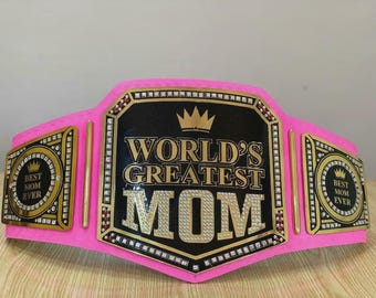 World’s Greatest Mom Wrestling Championship Belt Adult Size – Leather Strap Wrestling Title Belt – Gift for Mom, Mother’s Day Present Idea