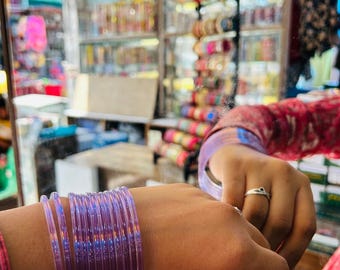 Purple transparent bangle - gift for her -Jelly Glass Bangles | 1 Color Jelly Bangles Set | Kashmiri Bangles | Water Glass Bangles