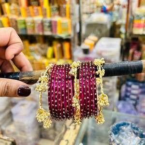 Kashmiri-armband - Kashmiri Raindrop-armband - Glasarmband - Kashmiri Ghungroo-armband | Färgglada brudarmband för kvinnor